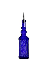 Couronne Co Ornate Glass Oil/Vinegar Bottle W/Pour Spout Cobalt