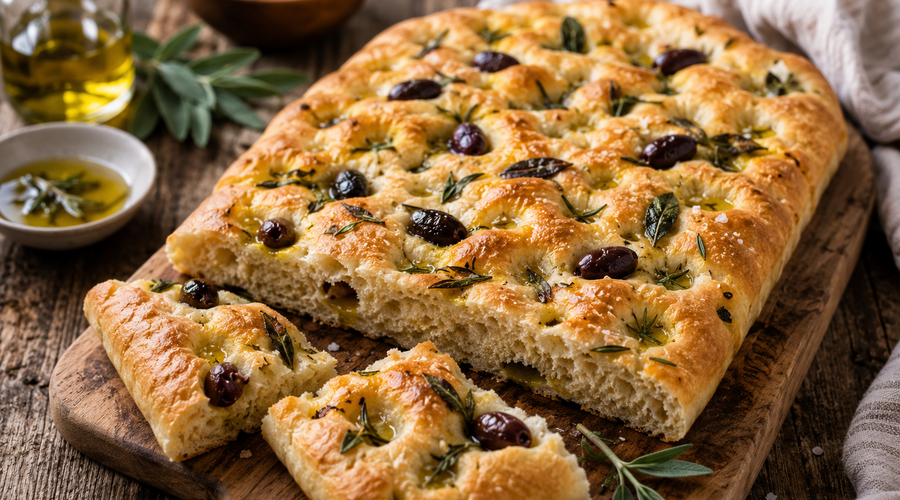 Italian Herb & Olive Focaccia Bread