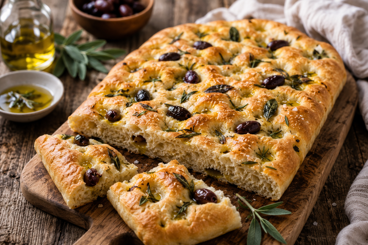 Italian Herb & Olive Focaccia Bread