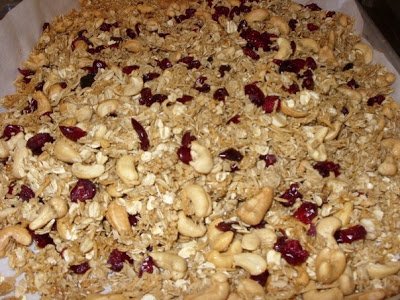 Cranberry, Coconut, Cashew Granola with Persian Lime Extra Virgin Olive Oil And Coconut White Balsamic Condimento Reduction