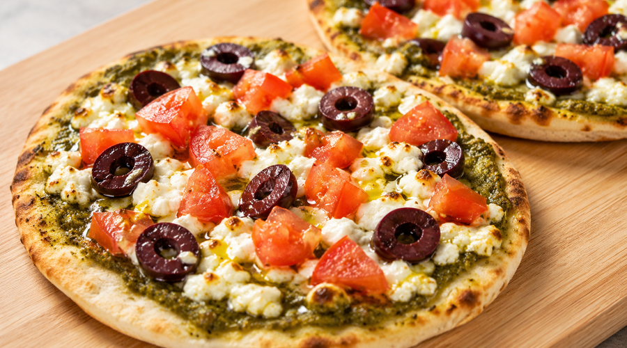 Mediterranean Pesto Pizza with Tuscan Herb Olive Oil