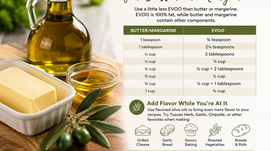 How to Substitute EVOO for Butter or Margarine