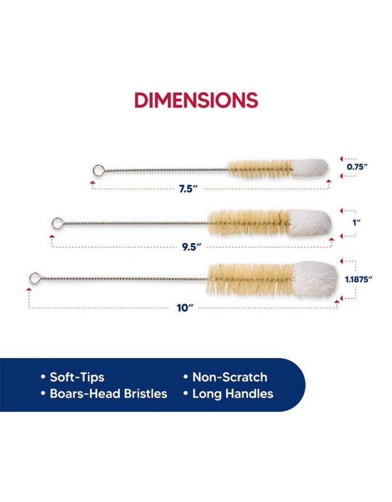 HIC - Harold Import Co. Soft Tip Cleaning Brushes, Set of 3