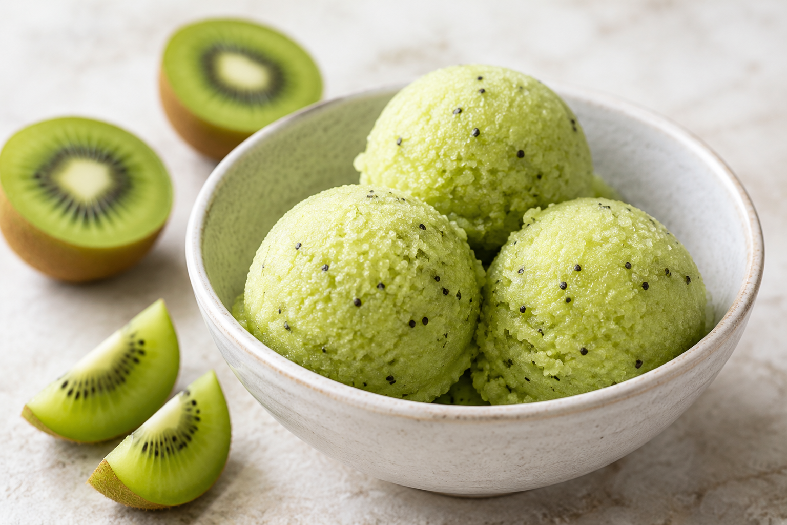 Kiwi Lemon Olive Oil Sorbet