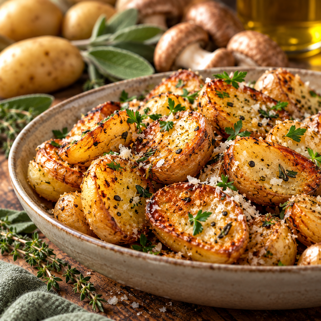 Crispy Parmesan Herb Potatoes