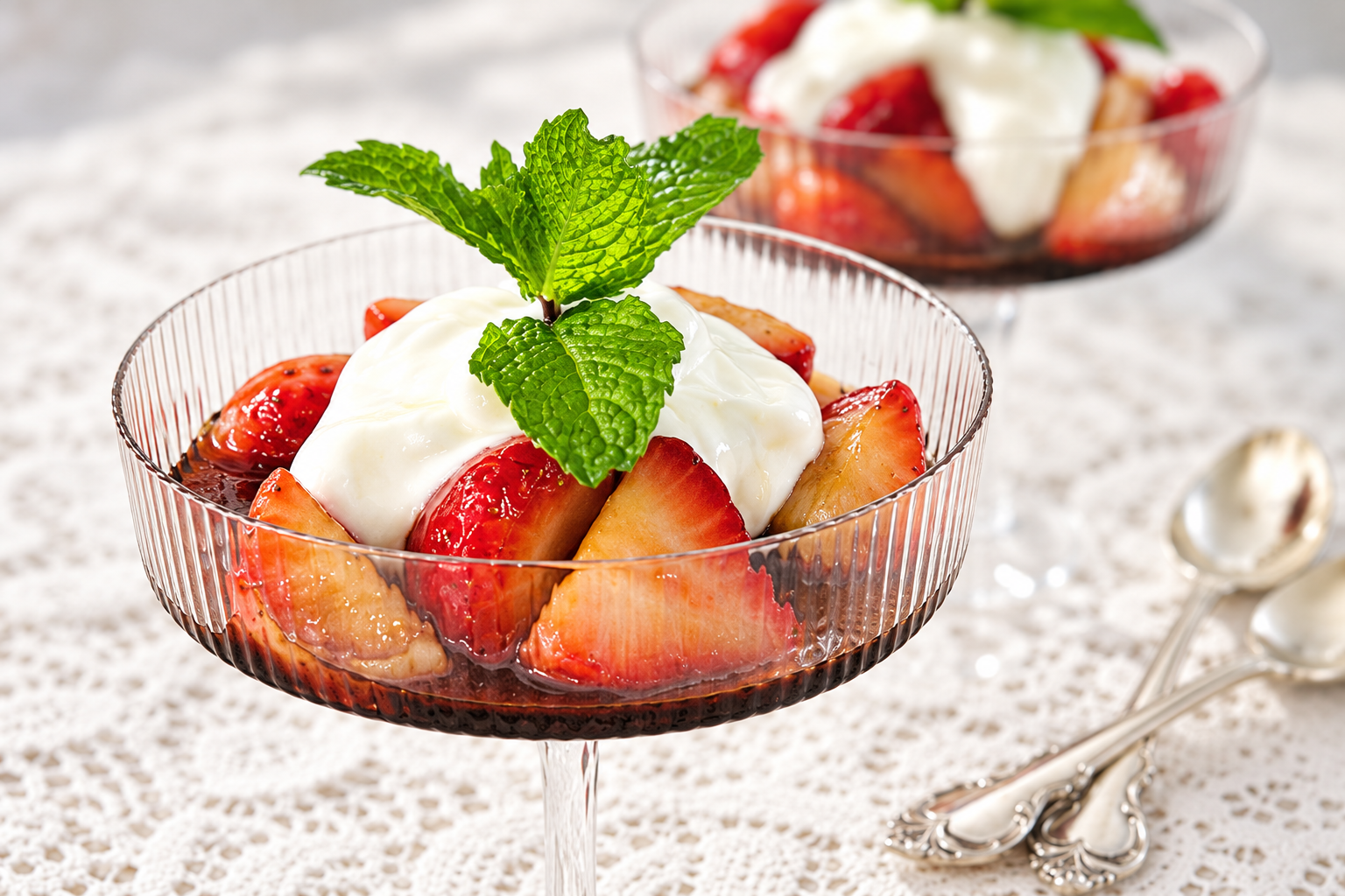 Strawberries with Walnut & Whiskey Sugar and Balsamic Vinegar