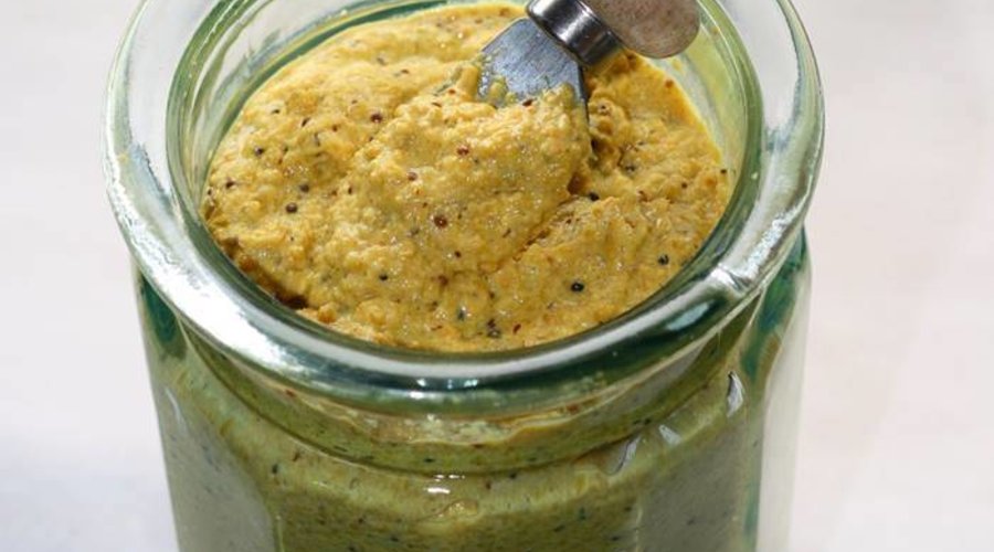 Serrano Honey Vinegar Mustard with Garlic Olive Oil