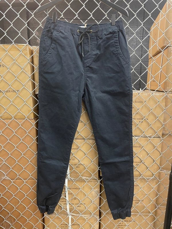 Black Denim Chain Jogger Pants