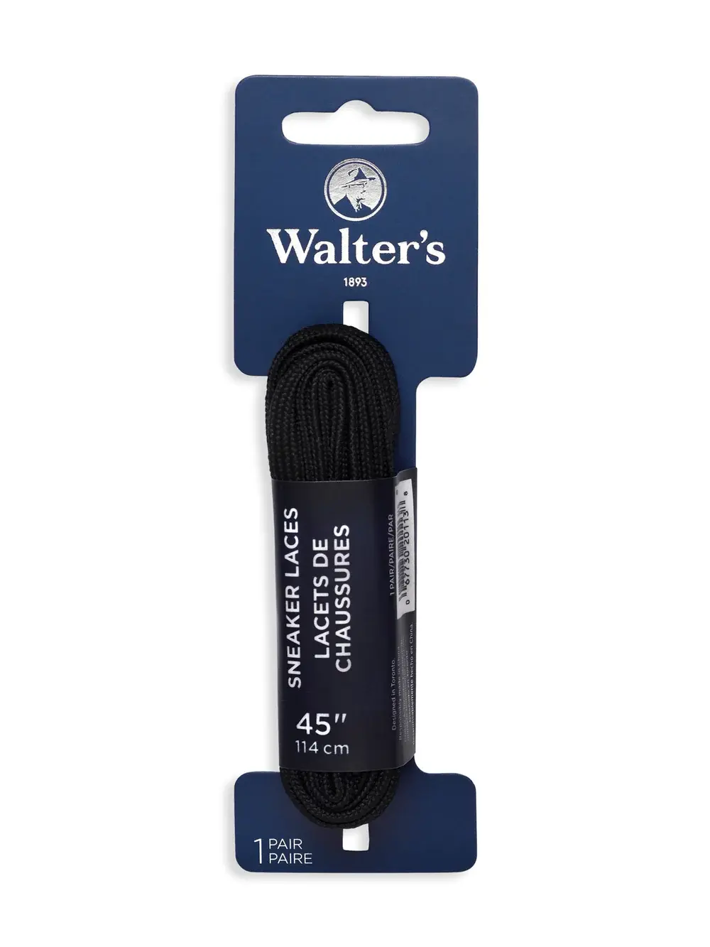 Walter's Shoe Care Walter's Lacets De Chaussures 443004132 45" Noir Plat
