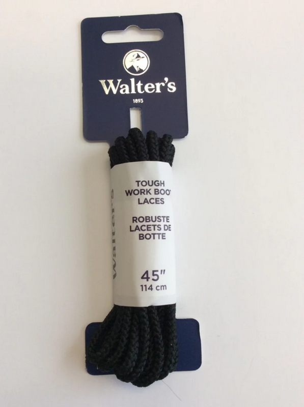 Walter's Shoe Care Walter's Tough Work Boot Laces 443004156 45" Black Round
