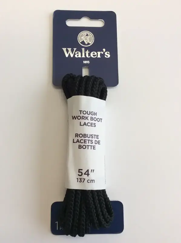 Walter's Shoe Care Walter's Robuste Lacets De Botte 443004157 54" Noir Rond