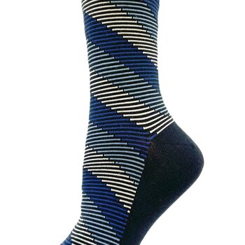 Key Socks Key Women's 6212 Design Diagonal Stripe 6-10 Cotton Sock