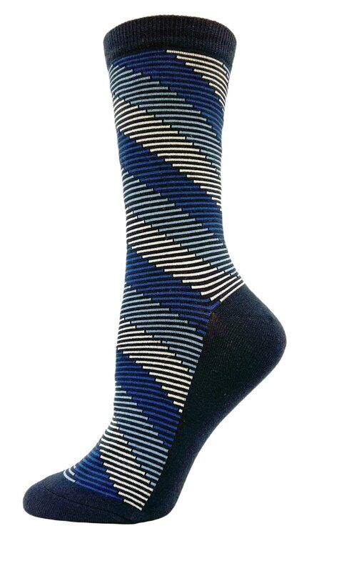 Key Socks Key Women's 6212 Design Diagonal Stripe 6-10 Cotton Sock
