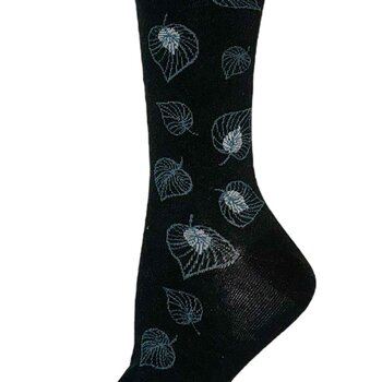 Key Socks Key Femmes 6243 Design Feuille Noir 6-10 Bas Coton