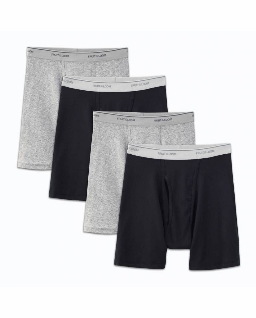 4 pcs Fruit of the Loom Boxer Briefs (32-34IN), Men's Fashion