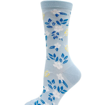 Key Socks Key Femmes 6256 Design Fleur Bleu 6-10 Bas Coton