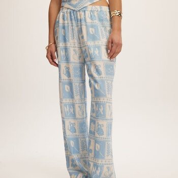 Kuwalla Kuwalla Women's Block Print Linen Pant WKUL-0125-BWL330