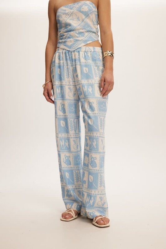 Kuwalla Kuwalla Women's Block Print Linen Pant WKUL-0125-BWL330