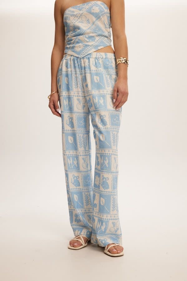 Kuwalla Kuwalla Femmes Pantalon Lin Imprimé en Bloc WKUL-0125-BWL330