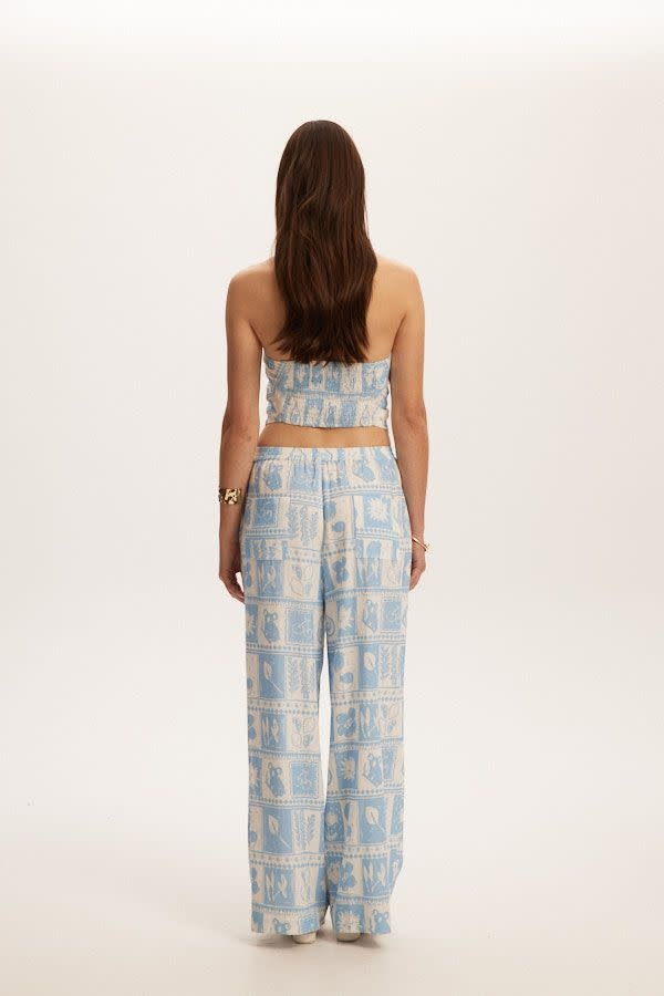 Kuwalla Kuwalla Femmes Pantalon Lin Imprimé en Bloc WKUL-0125-BWL330