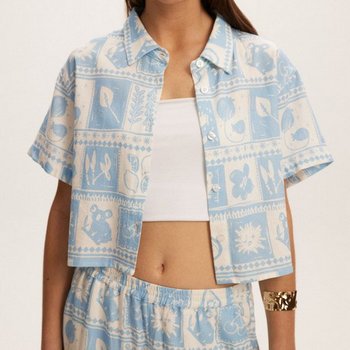 Kuwalla Kuwalla Femmes Nikki Chemise à Imprimé en Bloc WKUL-0125-NWS110P