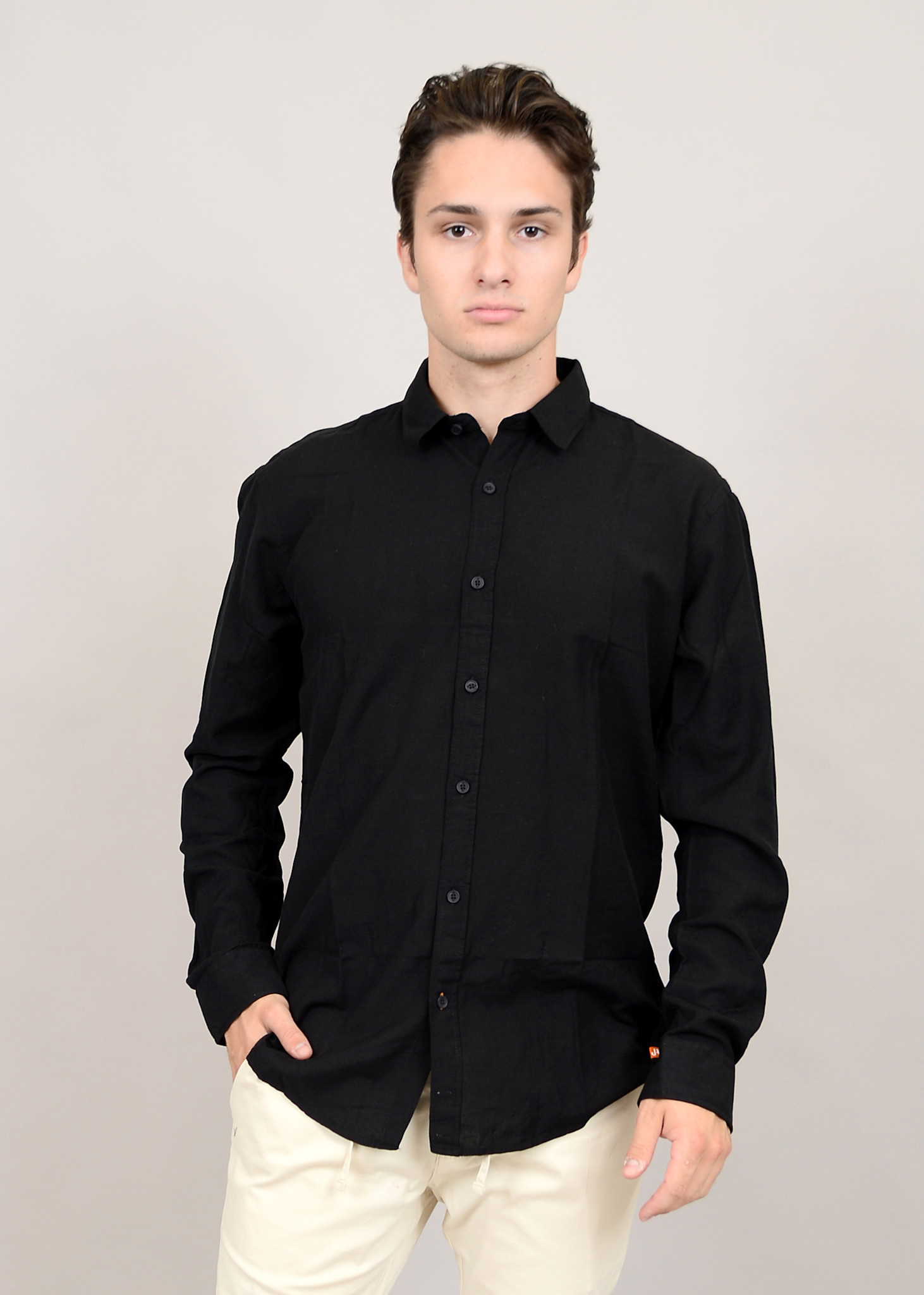 Hedge Hedge Hommes LS Chemise en Lin 56MW119S