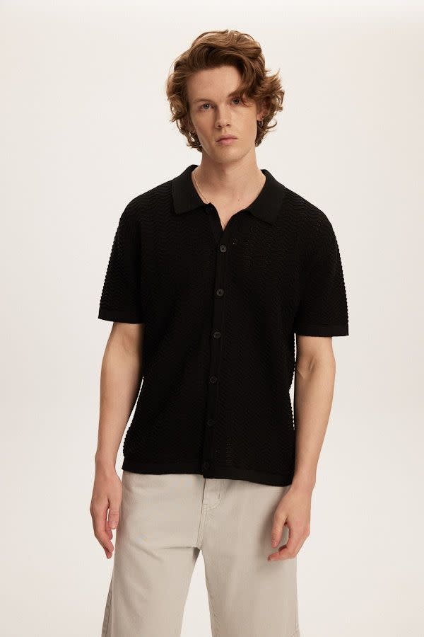 Kuwalla Kuwalla Men's Wave Knit Polo Shirt KUL-0125-WPS709