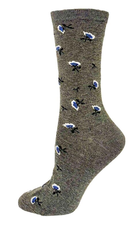 Key Socks Key Femmes 6242 Design Floral Gris 6-10 Bas Coton