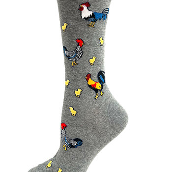 Key Socks Key Femmes 6253 Design Poulet Gris 6-10 Bas Coton