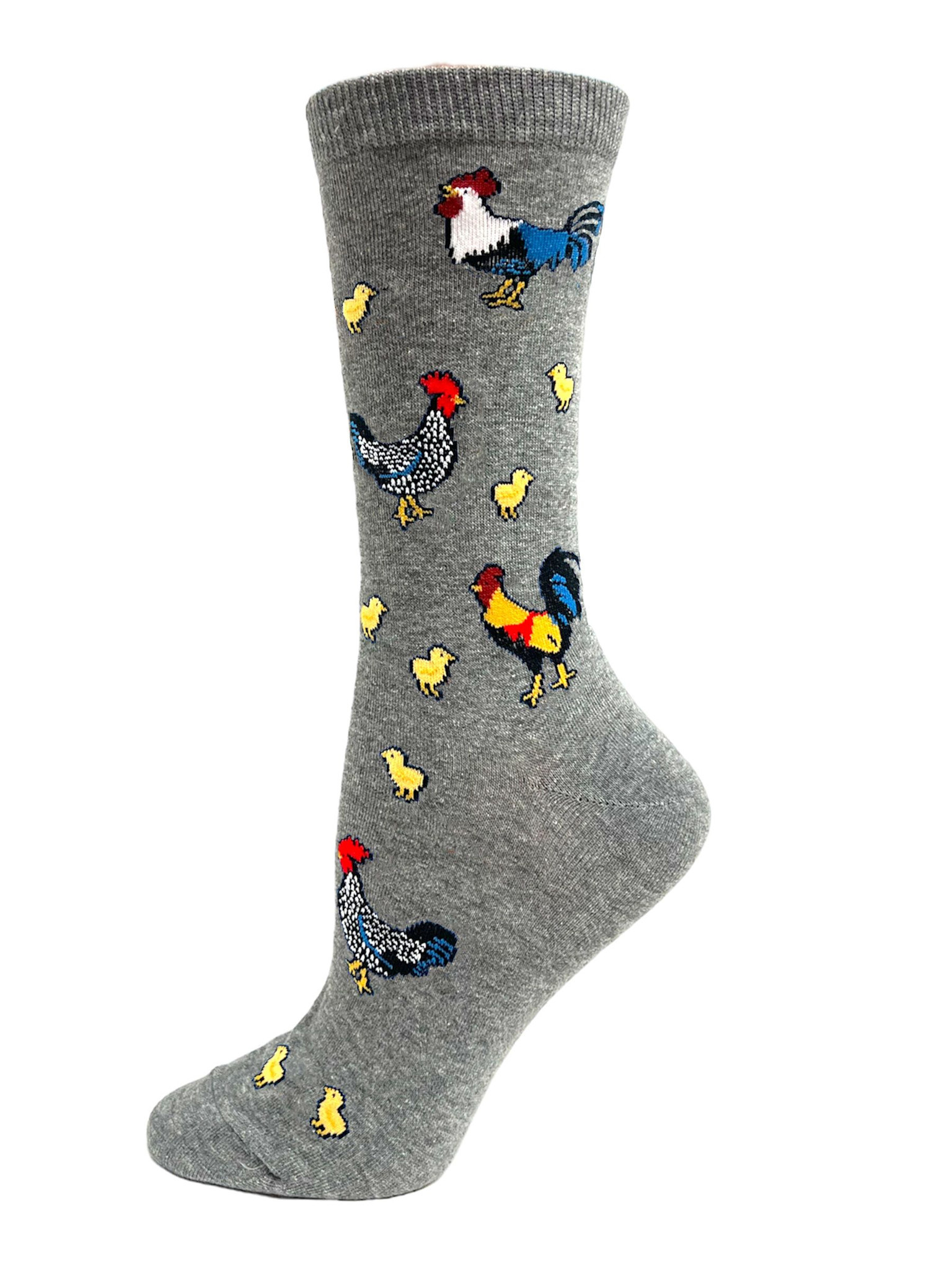 Key Socks Key Women's 6253 Design Chicken Grey 6-10  Cotton Socks