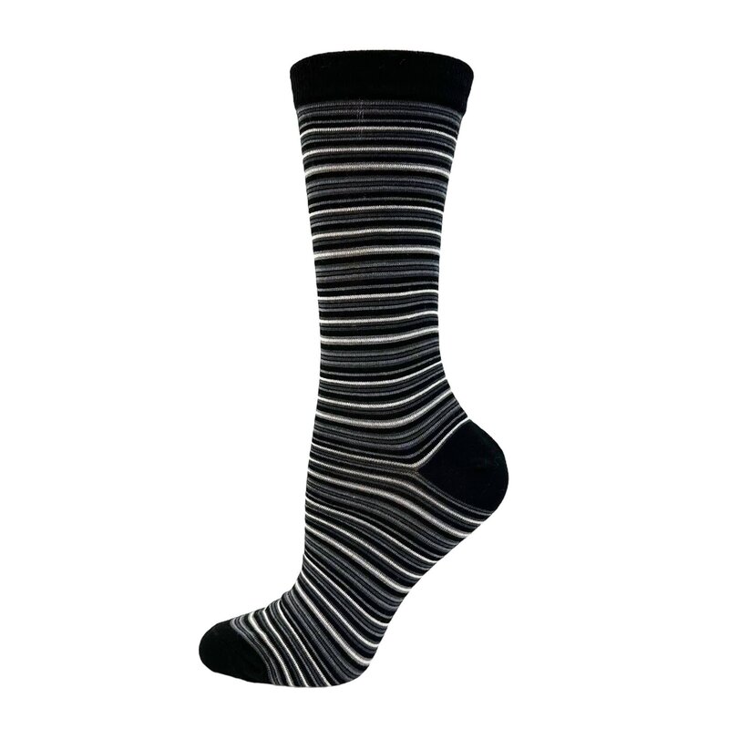 Key Socks Key Women's  6321 Design Stripes Black 6-10 Bamboo Socks