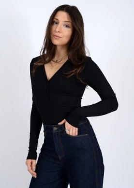 Second Skin Second Skin Femmes Helane Henley Côtelé à Manches Longues 77T087S