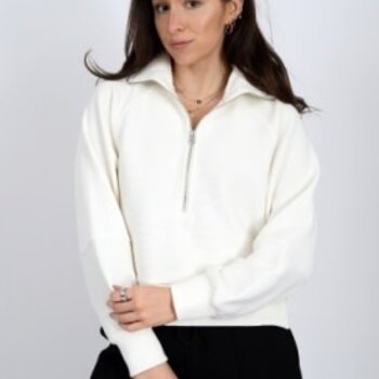 Cloth Cloth Women's Miu Ottoman Soft Knit LS Mock Half Zip 77T002S