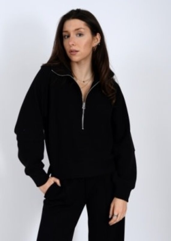Cloth Cloth Femmes Miu Ottoman Chandail à Manches longues en Tricot Doux avec Demi-Fermeture éclair 77T002S