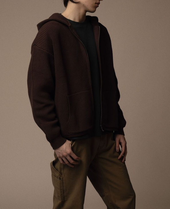 Kuwalla Kuwalla Hommes Chandail à Capuchon Tricoté à Fermeture éclair UKUL-0325-KZH716