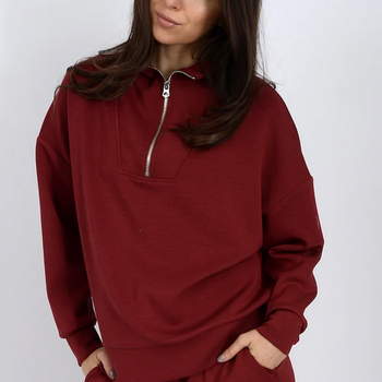 Cloth Cloth Femmes Seanni Chandail en Tricot Doux à Manches Longues et Demi-Fermeture à Glissière77T007S
