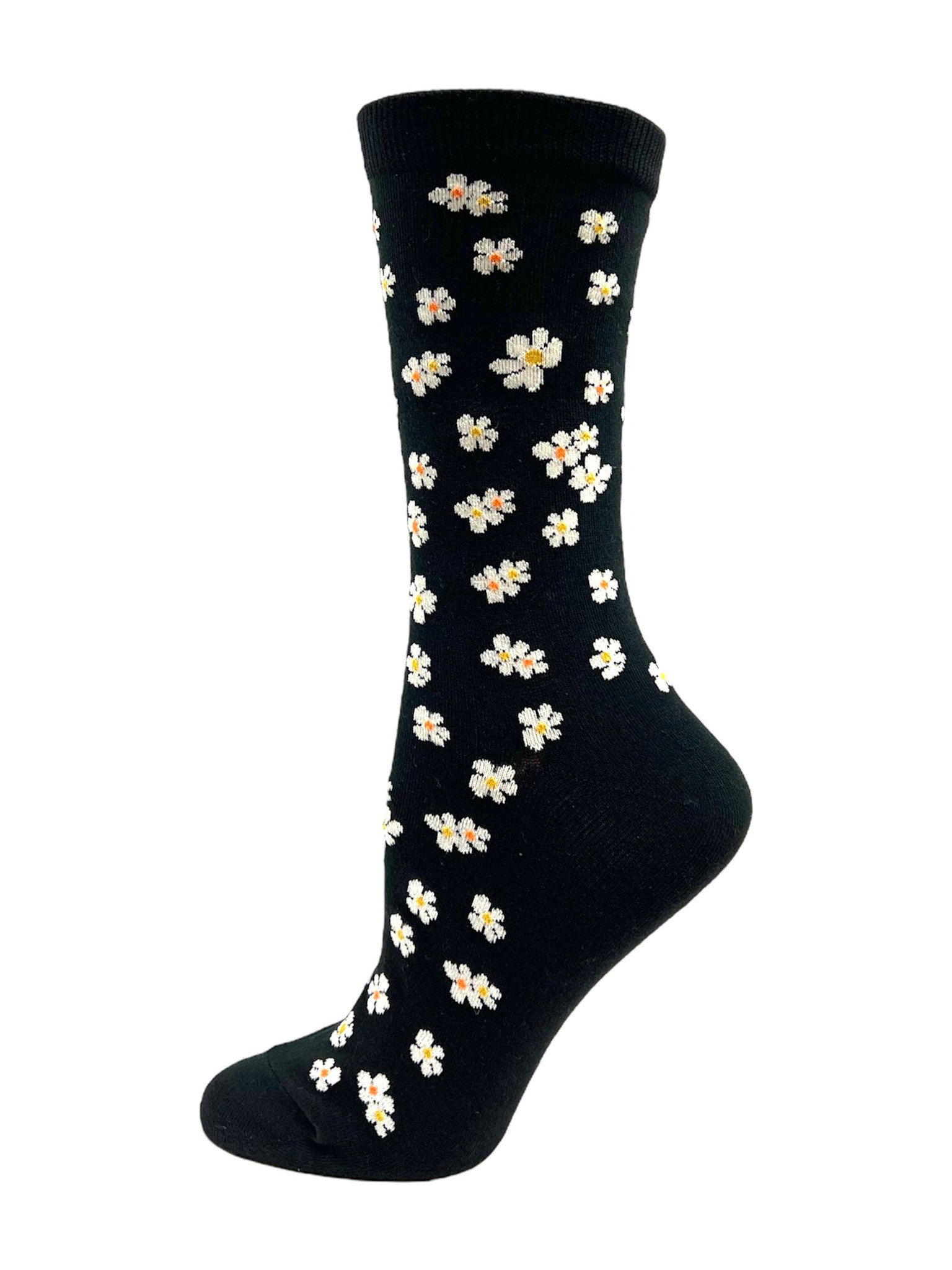 Key Socks Key Women's 6259 Design Flower 13/Black Cotton Socks