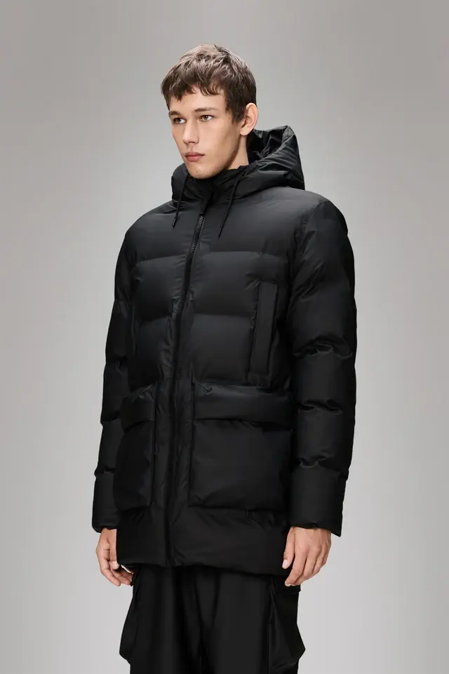 Rains Rains Unisex Alta Long Puffer Cargo Jacket 15210