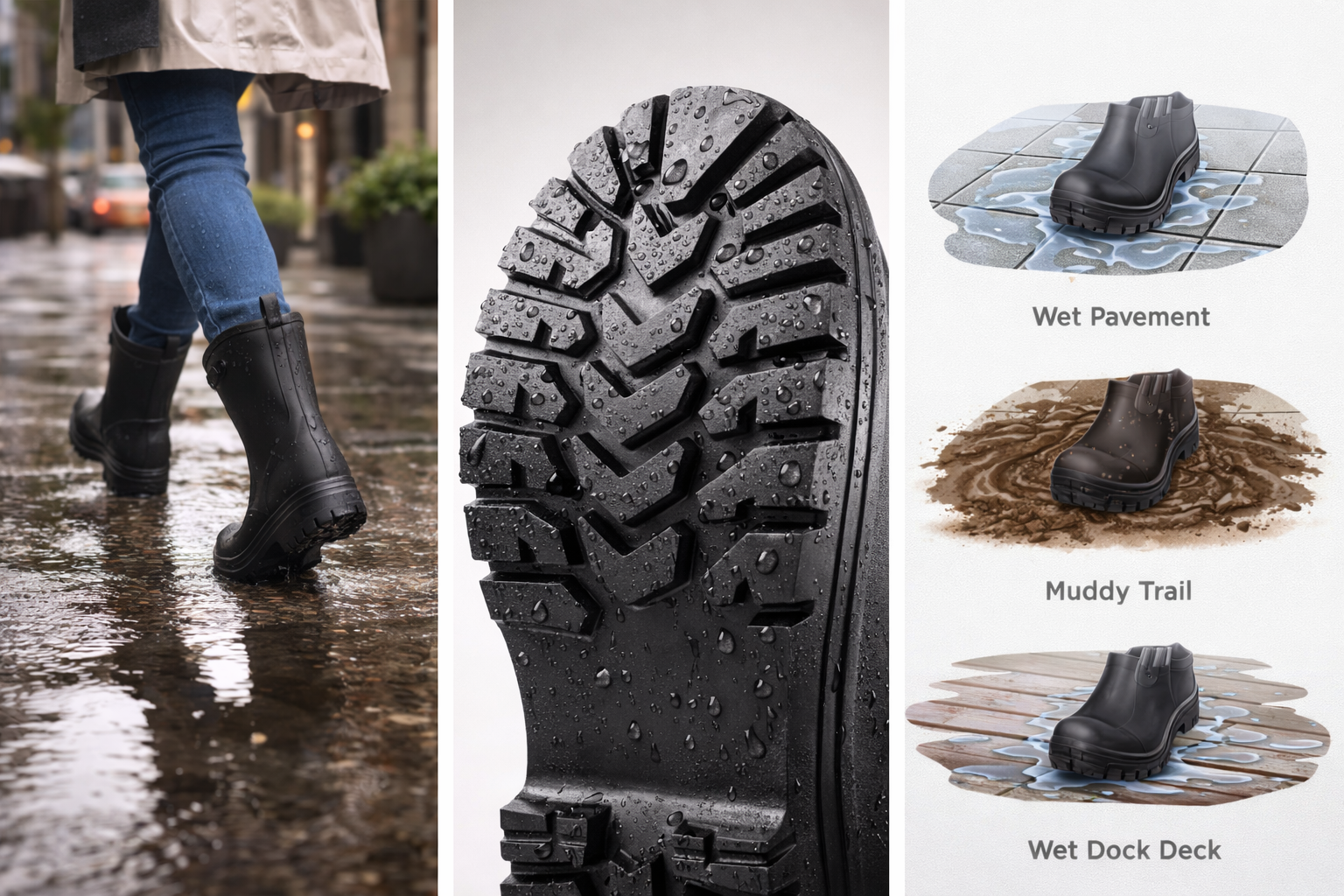 Slip Resistant Rain Boots in Action