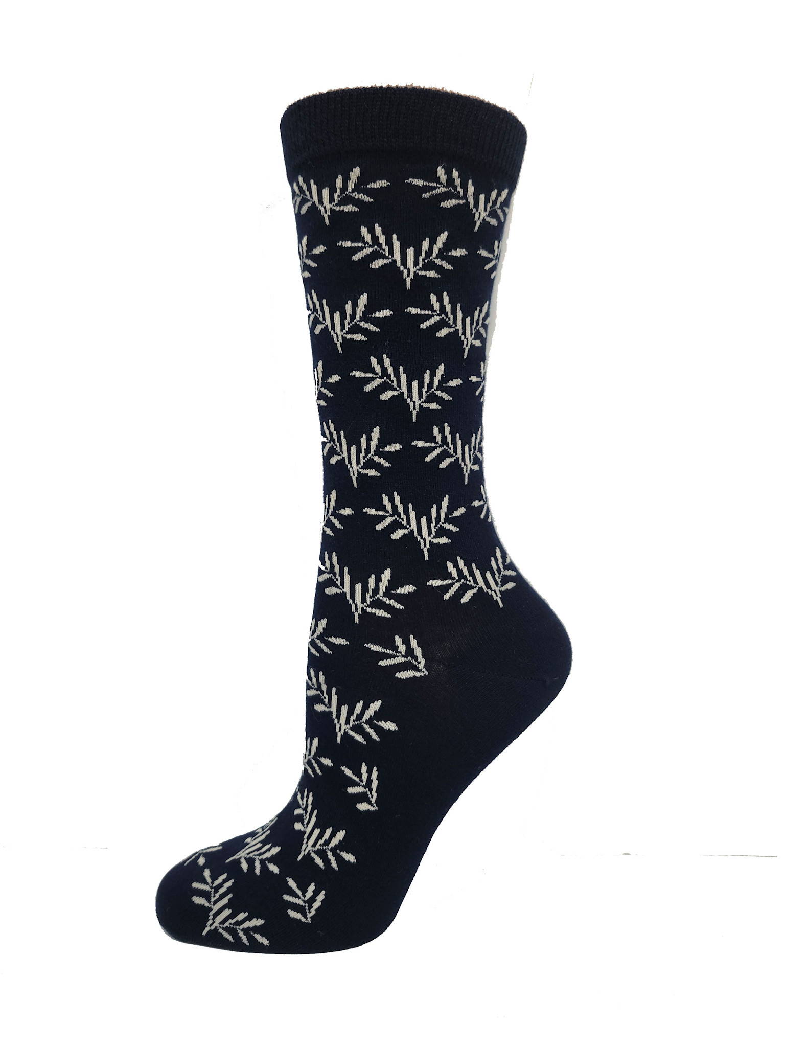 Key Socks Key Women's 6330 Design Leaves Navy 6-10 Bamboo Sock