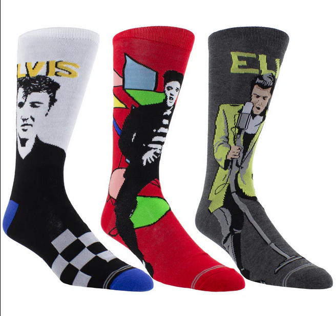 Perri's Socks Elvis Guitare Métalliques Chaussettes (paquet de 3) Blanc/Rouge/Charbon Chiné Pointures 7-12