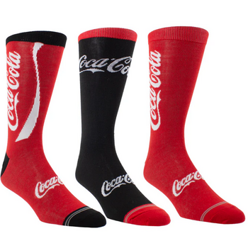 Perri's Socks Coca Cola 3 Pack Gift Box Crew Sock Red/Black/Red 7-12