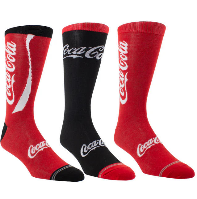 Perri's Socks Coca Cola Coffret-Cadeau de 3 Paires de Chaussettes Mi-Mollet Rouge/Noir/Rouge 7-12