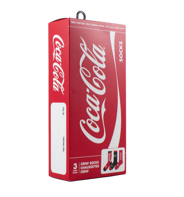 Perri's Socks Coca Cola Coffret-Cadeau de 3 Paires de Chaussettes Mi-Mollet Rouge/Noir/Rouge 7-12