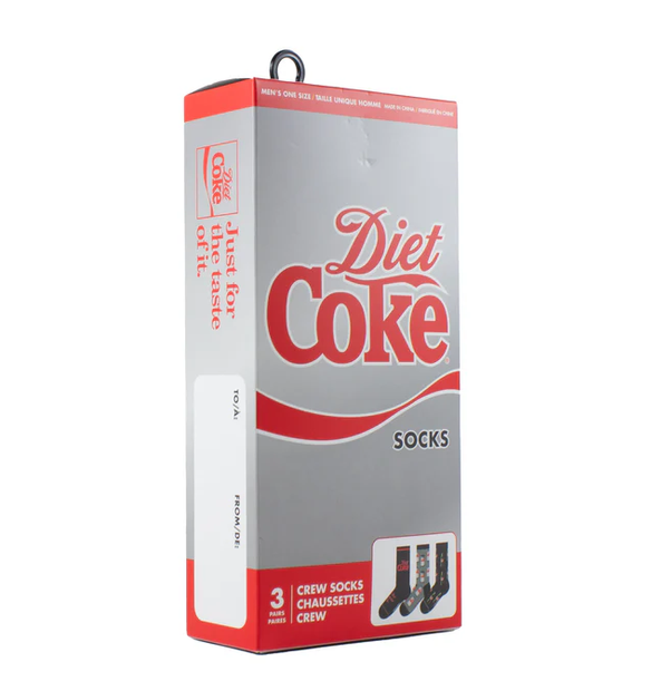 Perri's Socks Diet Coke Coffret-Cadeau 3 Paire Chaussettes Mi-Mollet Noir/Gris/Noir 7-12