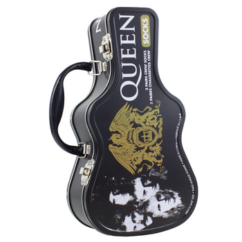 Perri's Socks Queen Chaussettes Ensemble de 3, Noires en Métal à Motif de Guitare 7-12