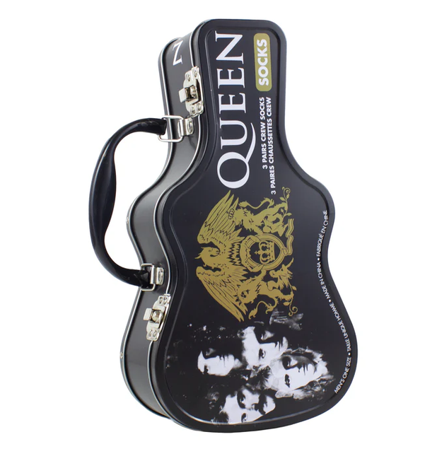 Perri's Socks Queen Guitar Tin Socks Set Of 3 Black 7-12
