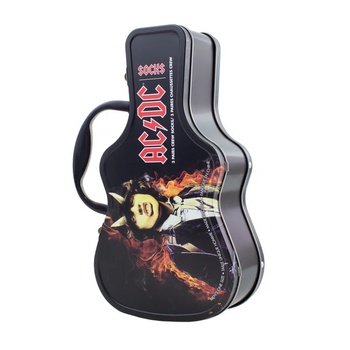 Perri's Socks AC/DC Chaussettes Ensemble de 3 Gris/Rouge/Noir en Métal à Motif de Guitare 7-12