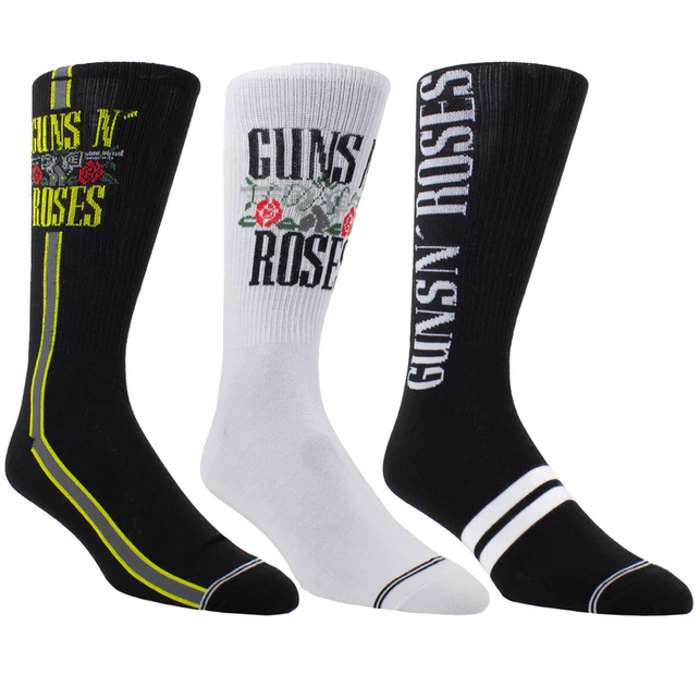 Perri's Socks Guns N' Roses Guitar Tin Socks Set Of 3 Black/White/Black 7-12