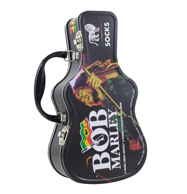 Perri's Socks Bob Marley Chaussettes Ensemble de 3 Noir en Métal à Motif de Guitare 7-12
